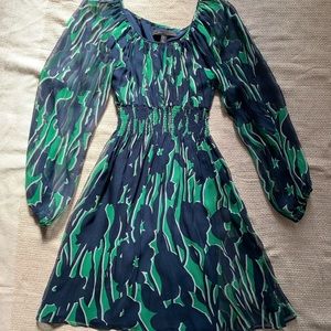 BCBG green and blue floral dress